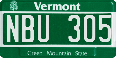 VT license plate NBU305