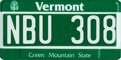 VT license plate NBU308