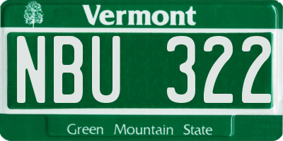 VT license plate NBU322