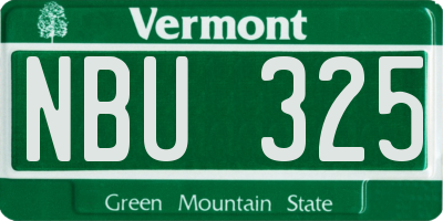 VT license plate NBU325