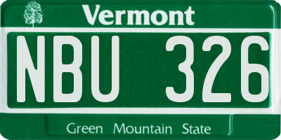 VT license plate NBU326