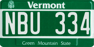 VT license plate NBU334