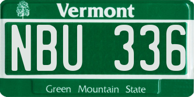 VT license plate NBU336
