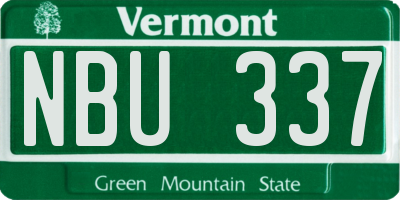 VT license plate NBU337