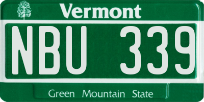 VT license plate NBU339