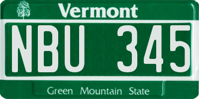 VT license plate NBU345
