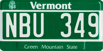 VT license plate NBU349