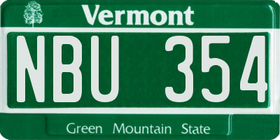 VT license plate NBU354