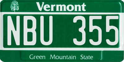 VT license plate NBU355