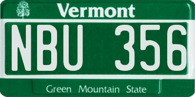 VT license plate NBU356