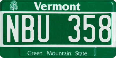 VT license plate NBU358