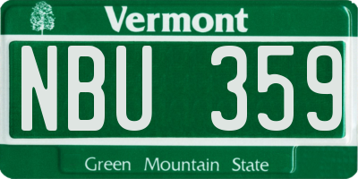 VT license plate NBU359