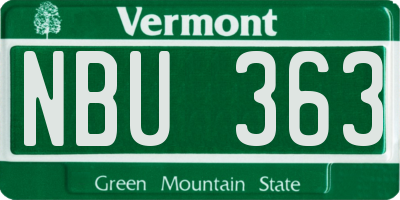VT license plate NBU363