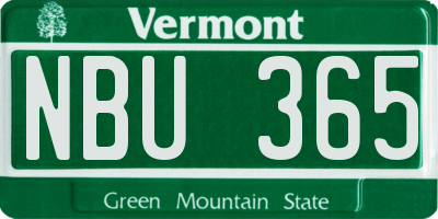 VT license plate NBU365