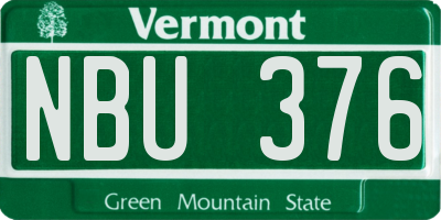 VT license plate NBU376