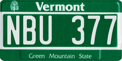VT license plate NBU377