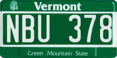 VT license plate NBU378