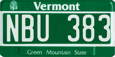 VT license plate NBU383