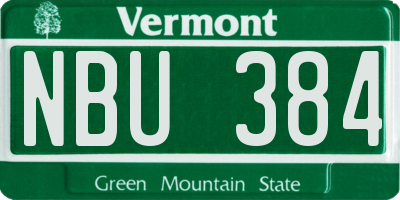 VT license plate NBU384