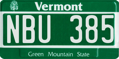 VT license plate NBU385