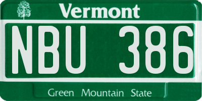 VT license plate NBU386