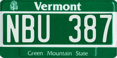 VT license plate NBU387
