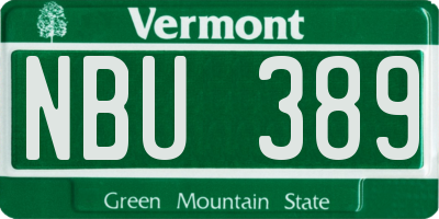 VT license plate NBU389