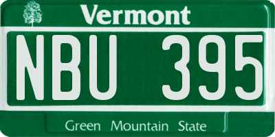 VT license plate NBU395