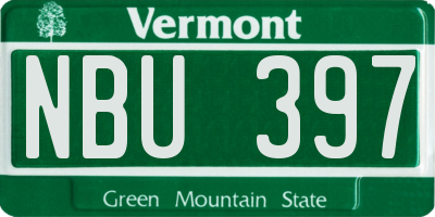 VT license plate NBU397