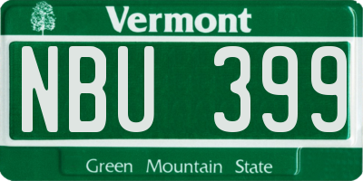 VT license plate NBU399