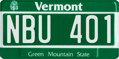 VT license plate NBU401