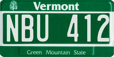 VT license plate NBU412