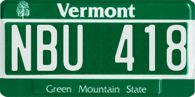 VT license plate NBU418