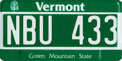 VT license plate NBU433