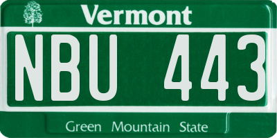 VT license plate NBU443