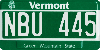VT license plate NBU445