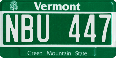 VT license plate NBU447