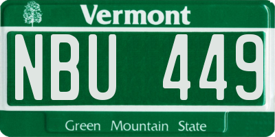 VT license plate NBU449