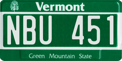 VT license plate NBU451