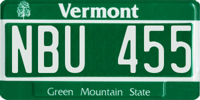 VT license plate NBU455