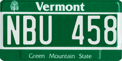 VT license plate NBU458
