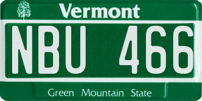 VT license plate NBU466