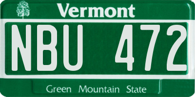 VT license plate NBU472