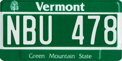 VT license plate NBU478