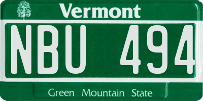 VT license plate NBU494