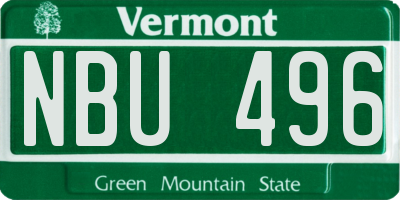 VT license plate NBU496