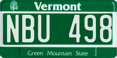 VT license plate NBU498