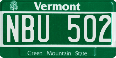 VT license plate NBU502