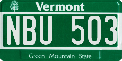 VT license plate NBU503