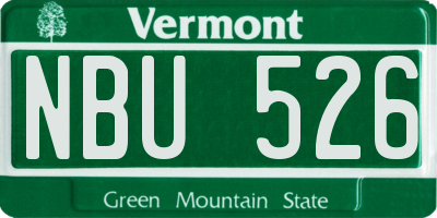 VT license plate NBU526